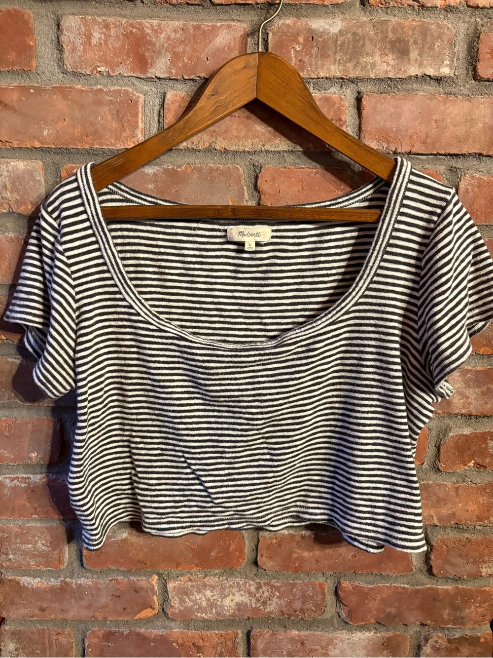 Madewell Striped Scoop Neck Crop Top
